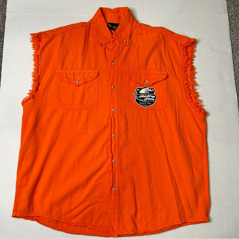 Biker Wear USA Men's Orange Sleeveless Shirt 4XL Daytona Beach Motorcycle